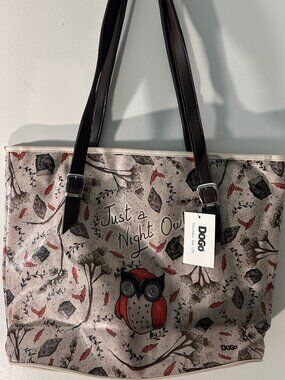 DOGO Just a Night Owl Tote Bag Vegan Leather Woodland Forest - NWT